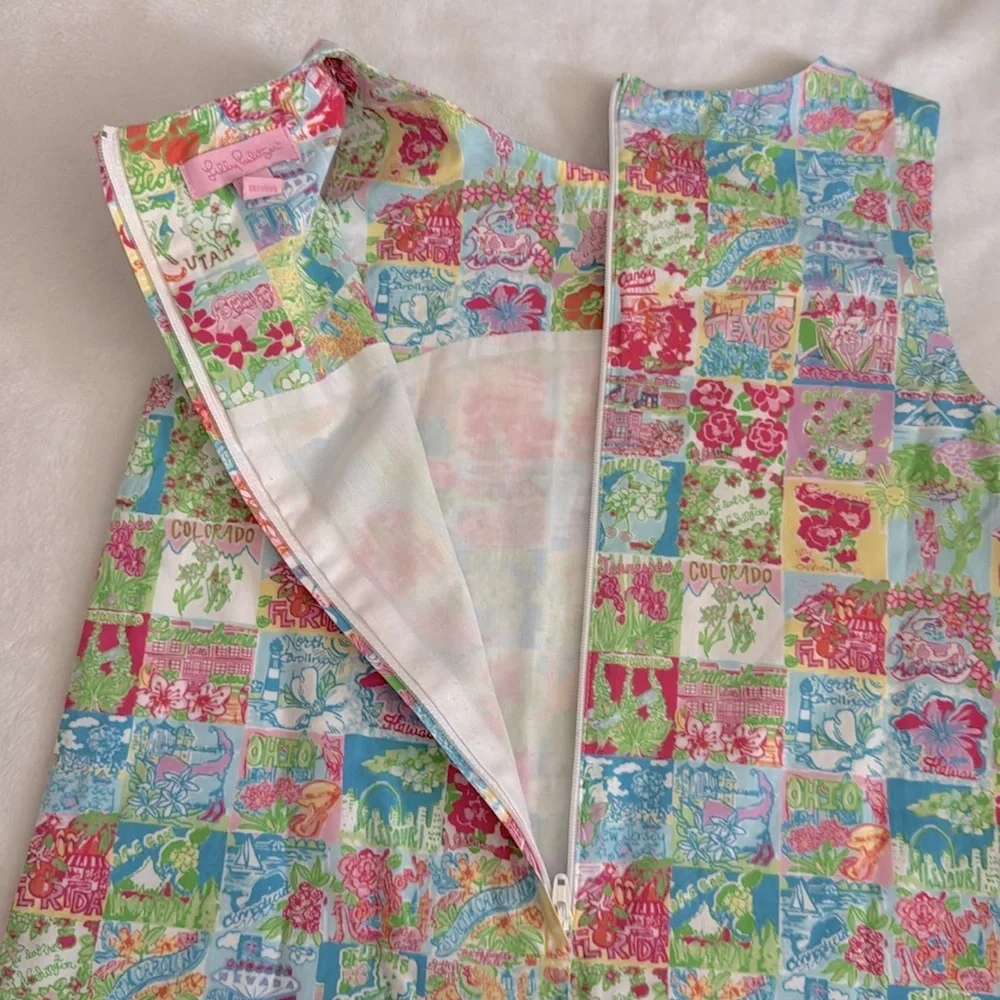 Lilly Pulitzer | State Of Mind USA Patchwork Print Classic Shift Dress (10) - Picture 15 of 16